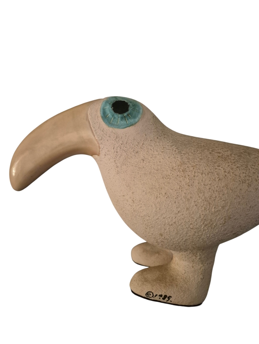 Ralph Maxine VTGe 80s PINK TOUCAN Ceramic Figure  Statue Tiki Bird Signed 1985